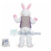 Superb Friendly White & Pink Bunny Mascot Costume