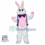 Superb Friendly White & Pink Bunny Mascot Costume