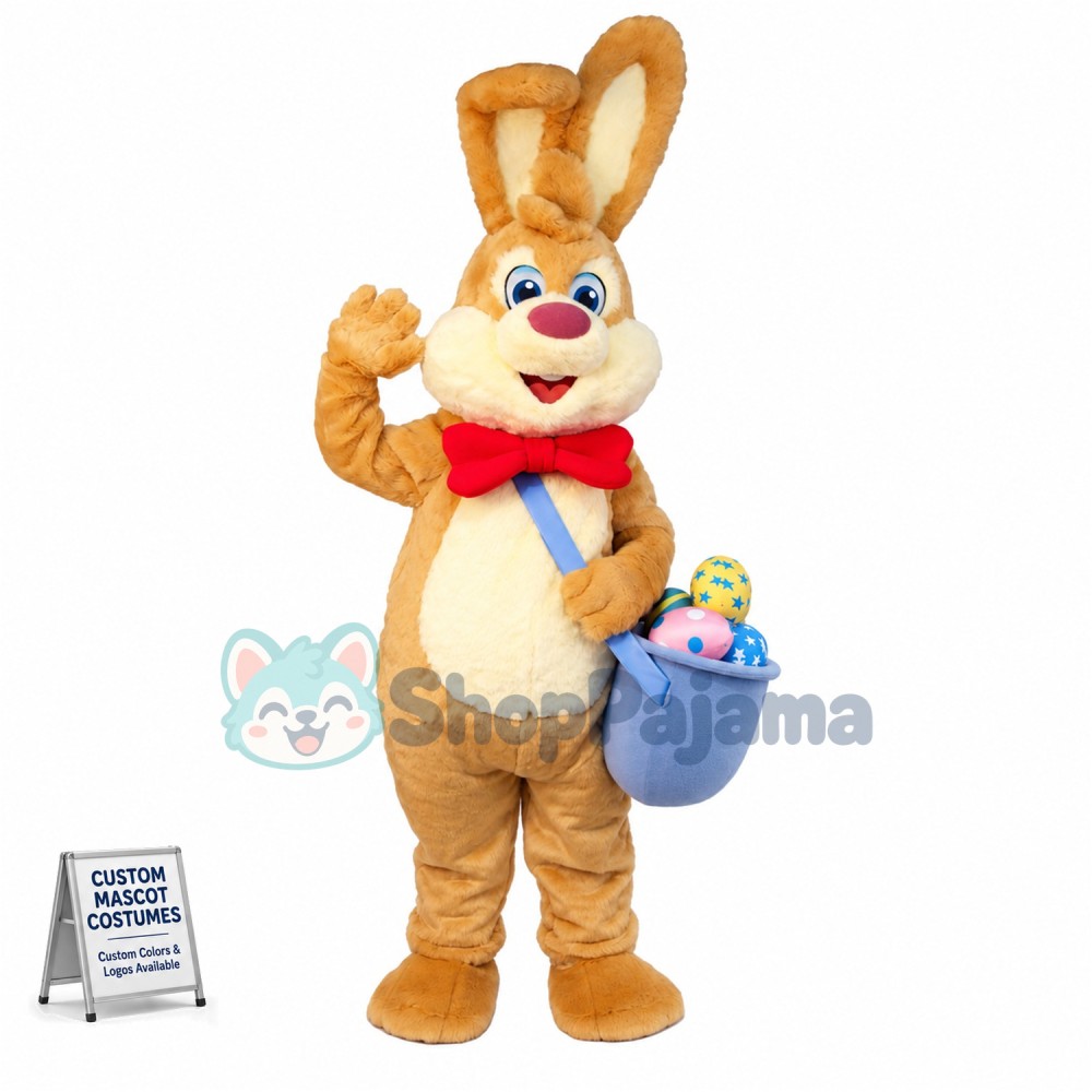 Friendly Brown Bunny Mascot Costume