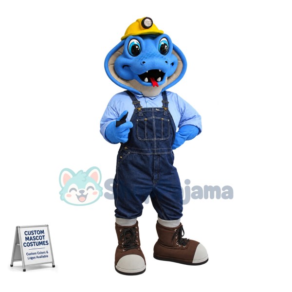 Superb Blue Snake Mascot Costume