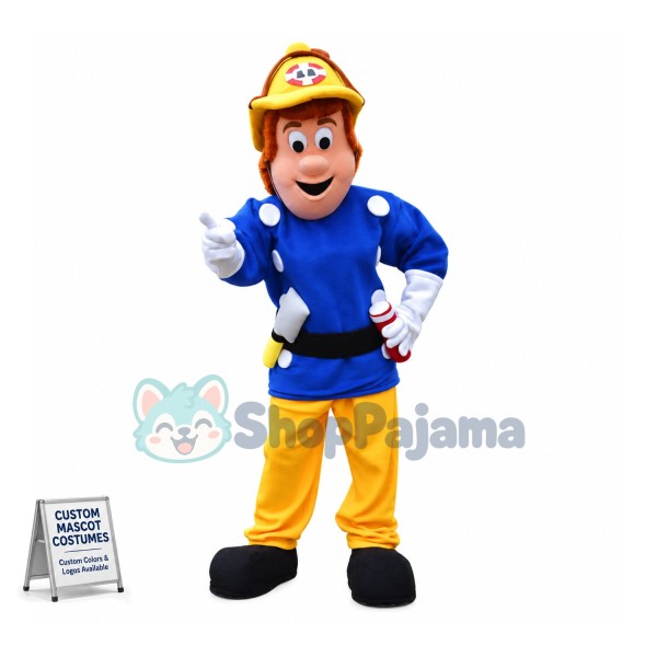 Superb Fireman Sam Mascot Costume