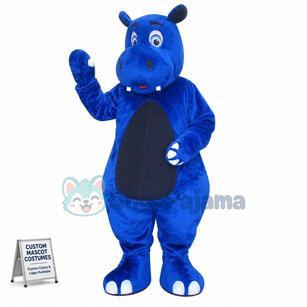 Superb Blue Hippo Mascot Costume