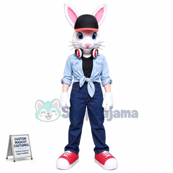 Young White Rabbit Mascot Costume