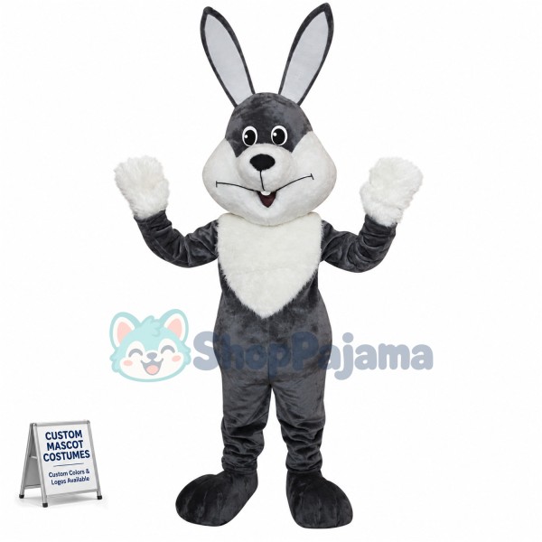 Grey & White Rabbit Bunny Mascot Costume