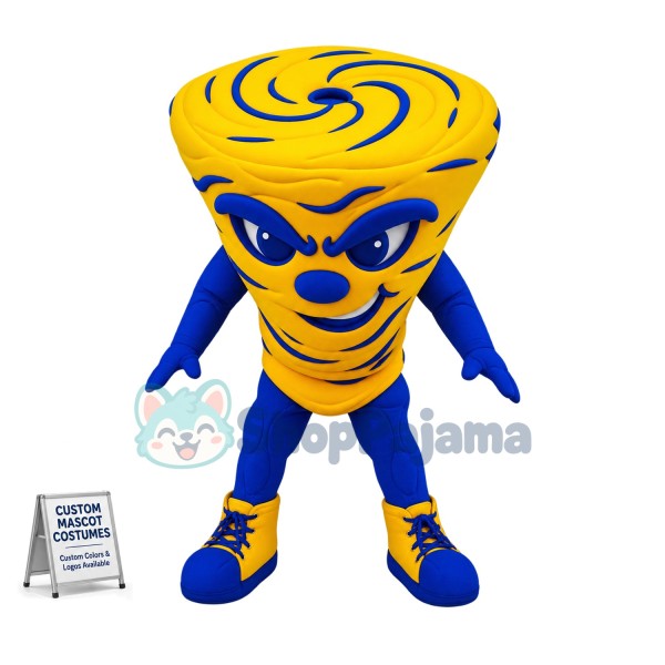Yellow Power Tornado Mascot Costume