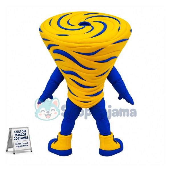 Yellow Power Tornado Mascot Costume