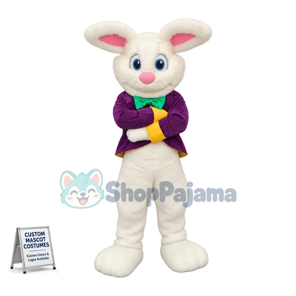 Superb Purple Suit Easter Bunny Mascot Costume