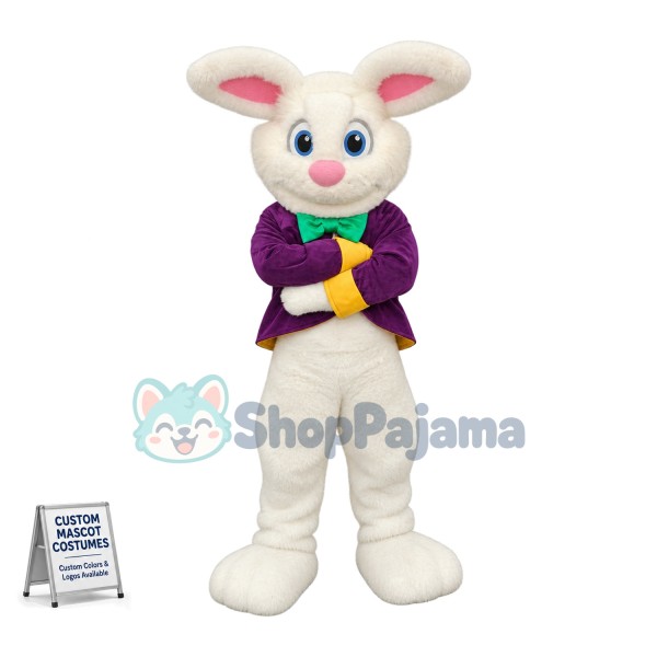 Superb Purple Suit Easter Bunny Mascot Costume