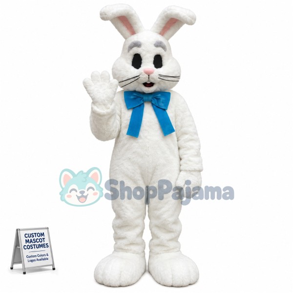Happy White Easter Bunny Mascot Costume