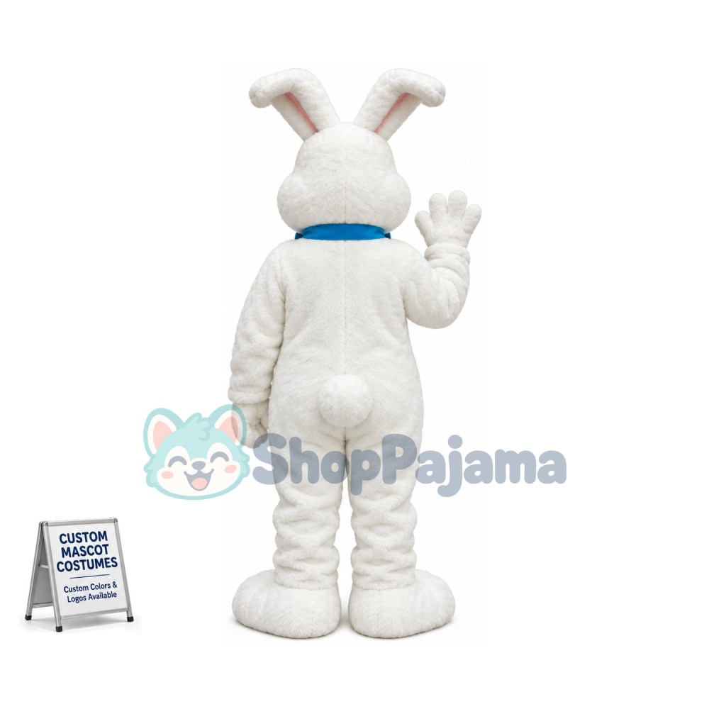 Happy White Easter Bunny Mascot Costume
