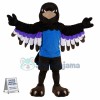 Superb Black Hawk Mascot Costume