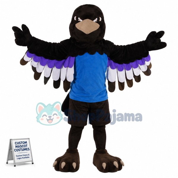 Superb Black Hawk Mascot Costume