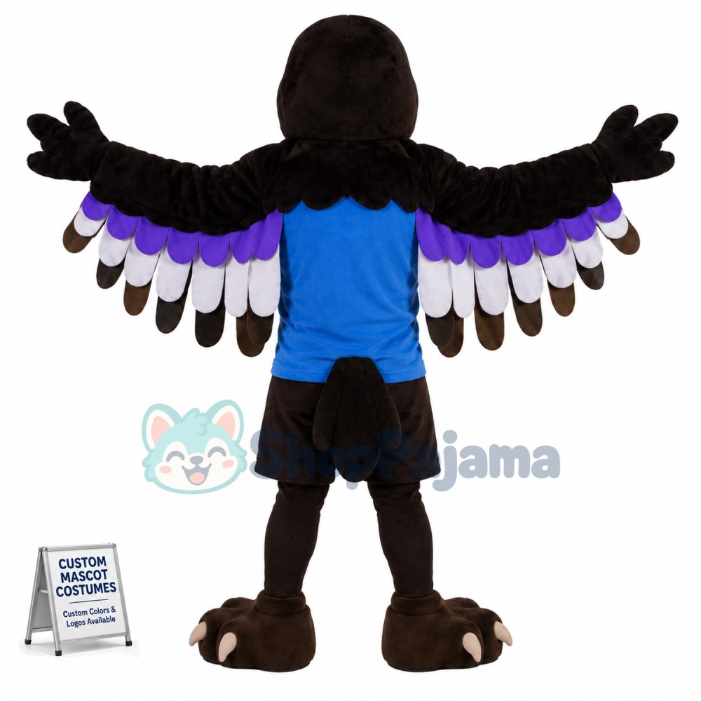 Superb Black Hawk Mascot Costume