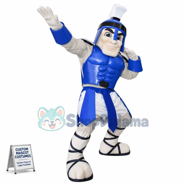 Blue Spartan Knight Mascot Costume