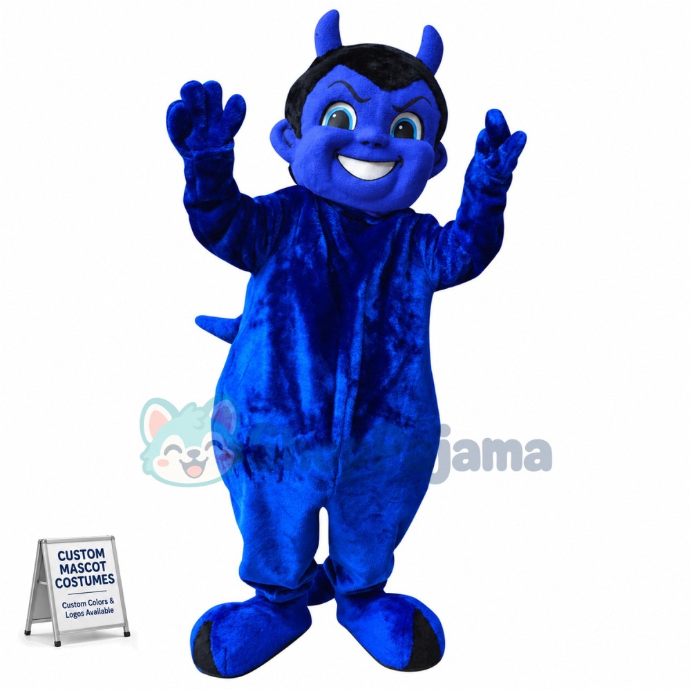 Friendly Blue Devil Mascot Costume