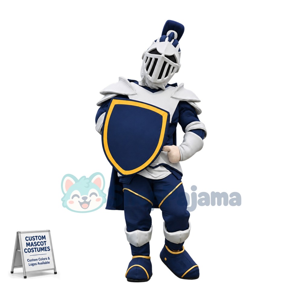 Superb Blue & White Knight Mascot Costume