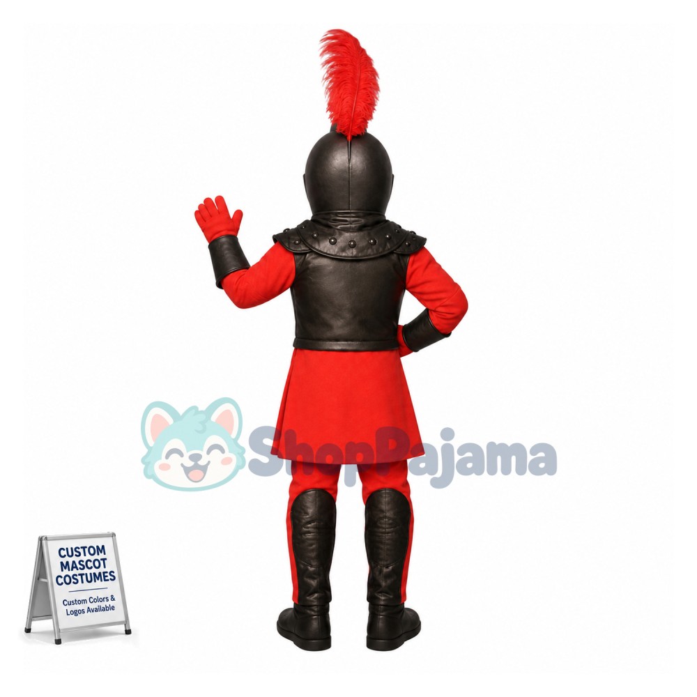 Superb Red & Black Knight Mascot Costume