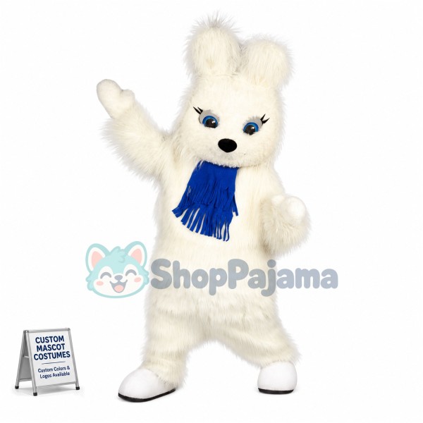 Friendly White Rabbit Mascot Costume