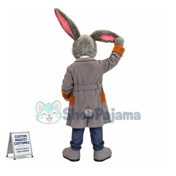 Superb Grey Easter Bunny Mascot Costume