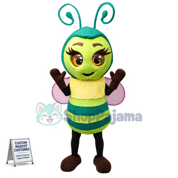 Superb Green Bee Mascot Costume