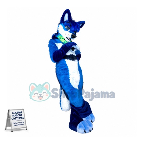 Blue Dog Fox Wolf Realistic Animal Mascot Costume
