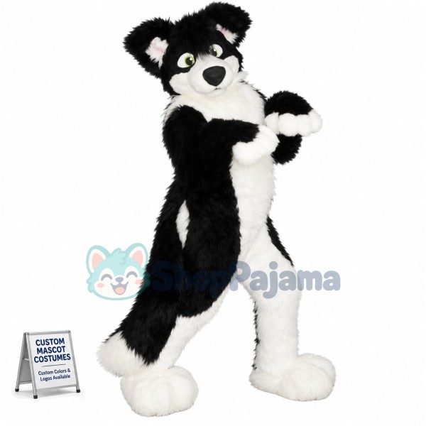Black Border Collie Husky Dog Mascot Costume