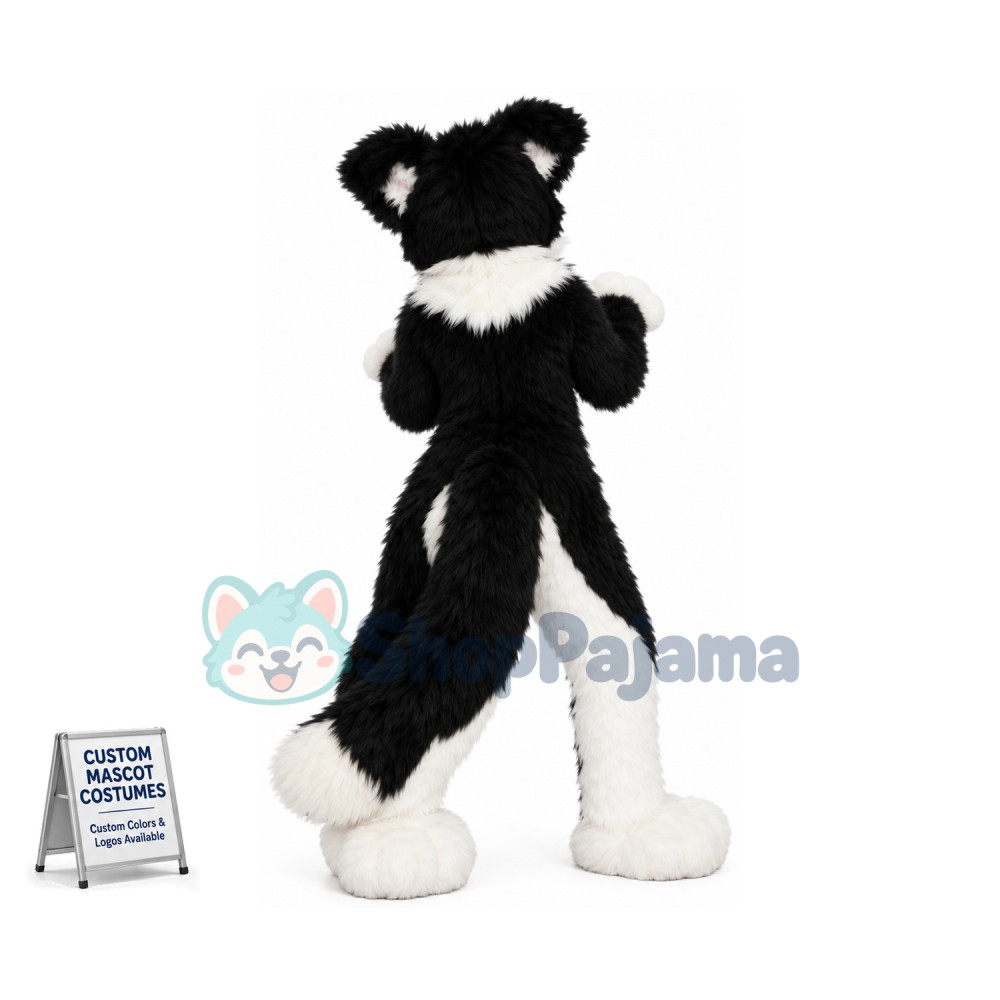 Black Border Collie Husky Dog Mascot Costume