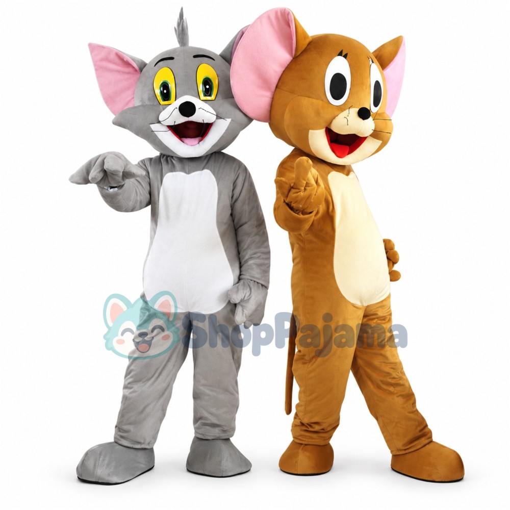 Tom Cat & Jerry Mouse Cartoon Mascot Costume