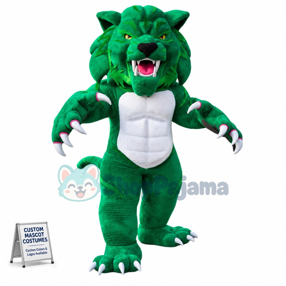 Fierce Green Wildcat Mascot Costume