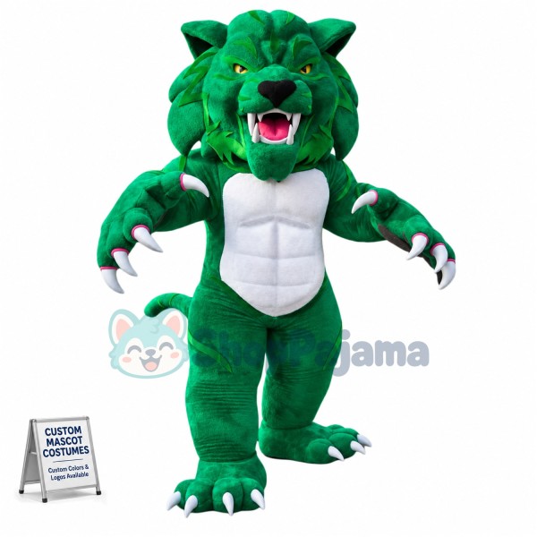 Fierce Green Wildcat Mascot Costume