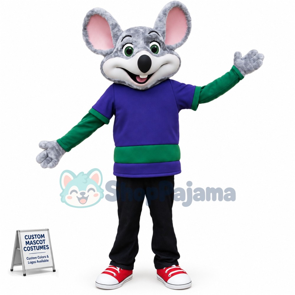 Chuck E. Cheese Mascot Costume Happy Lightweight Mouse Mascot Costume