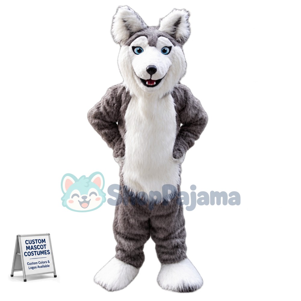 Gray Husky Dog Mascot Costume