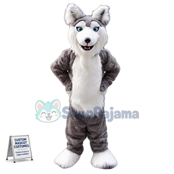 Gray Husky Dog Mascot Costume