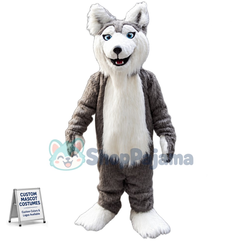 Gray Husky Dog Mascot Costume