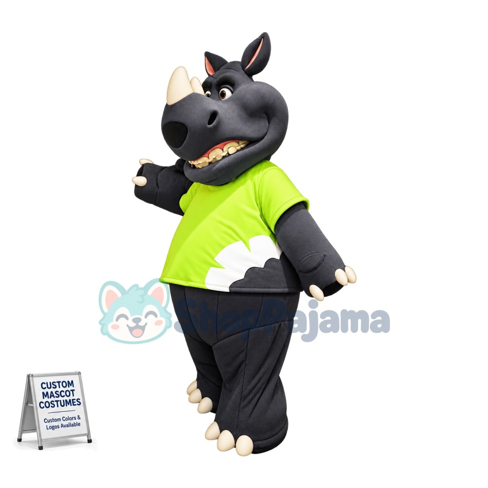 Happy Lightweight Rhino Mascot Costume