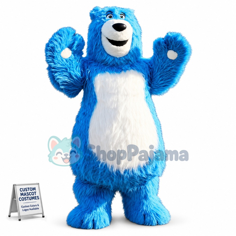 Blue Bear Mascot Costume Custom Mascot