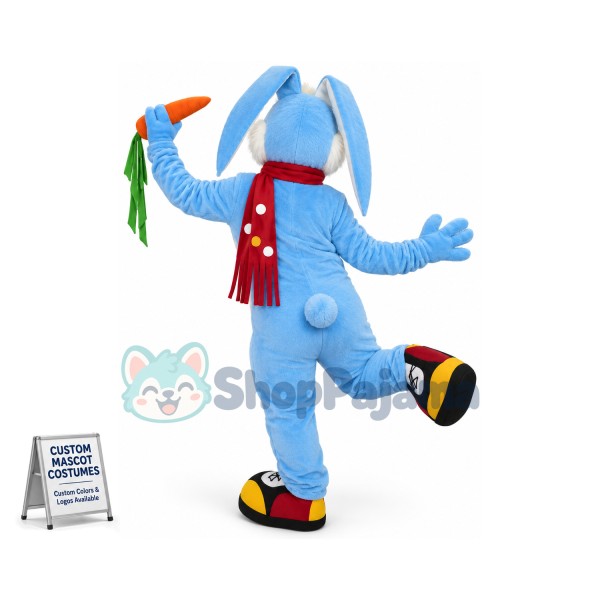 Cute Blue Rabbit Mascot Costume