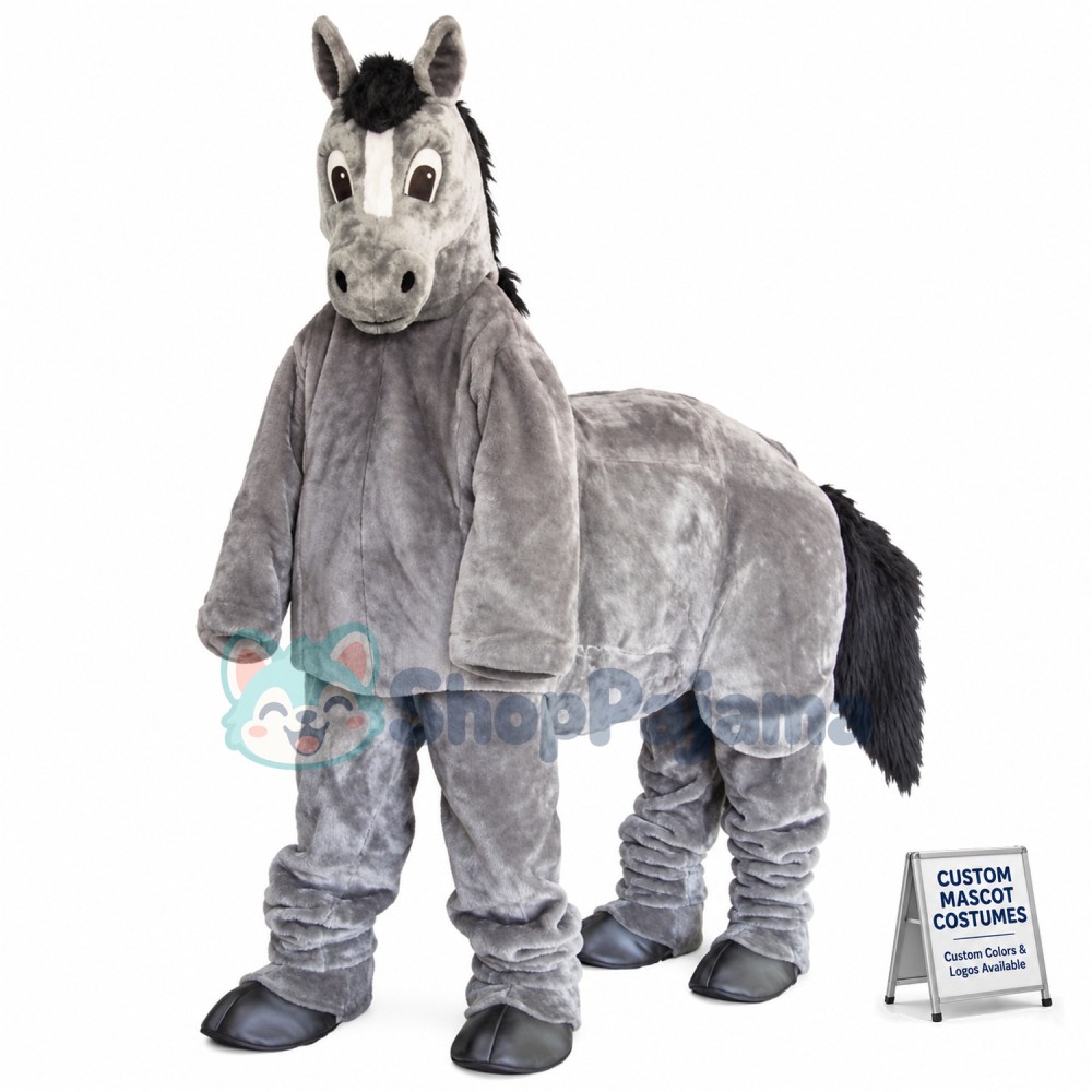 2 Person Grey Horse Mascot Costume