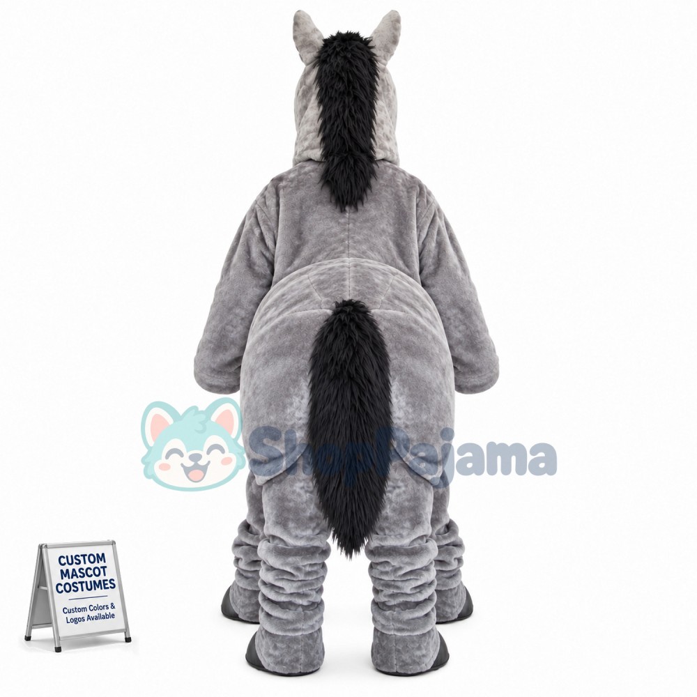 2 Person Grey Horse Mascot Costume