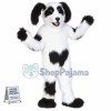 White & Black Shaggy Dog Mascot Costume