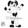 White & Black Shaggy Dog Mascot Costume
