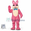 Pink Smiling Bunny Mascot Costume