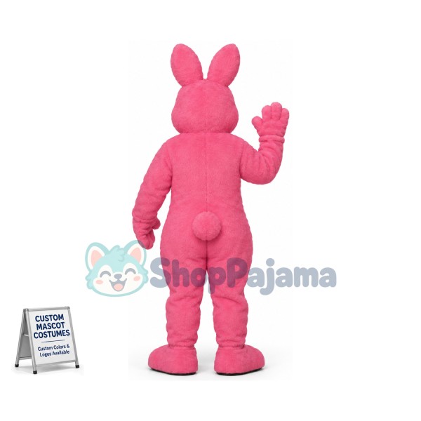 Pink Smiling Bunny Mascot Costume