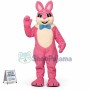 Pink Smiling Bunny Mascot Costume