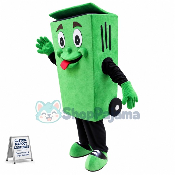 Green Garbage Bin Mascot Costume