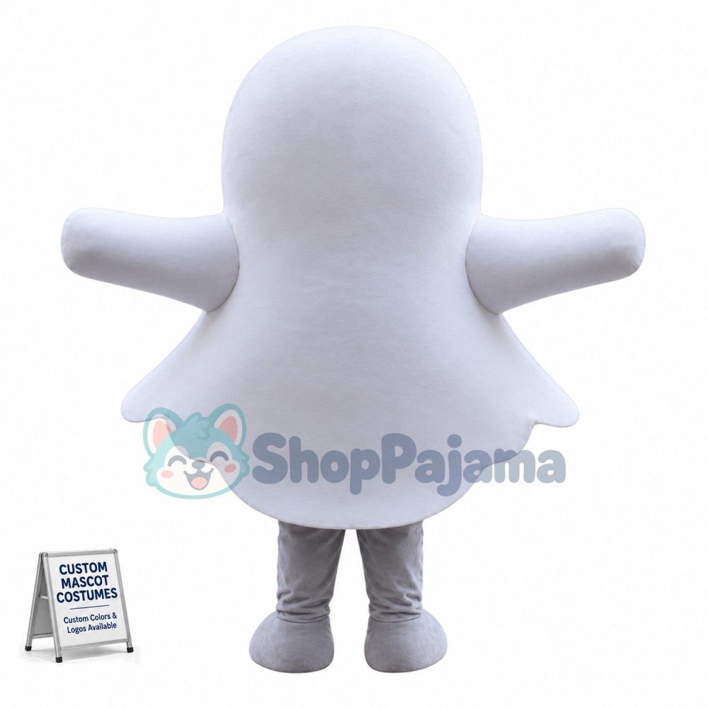 Cute White Ghost Mascot Costume