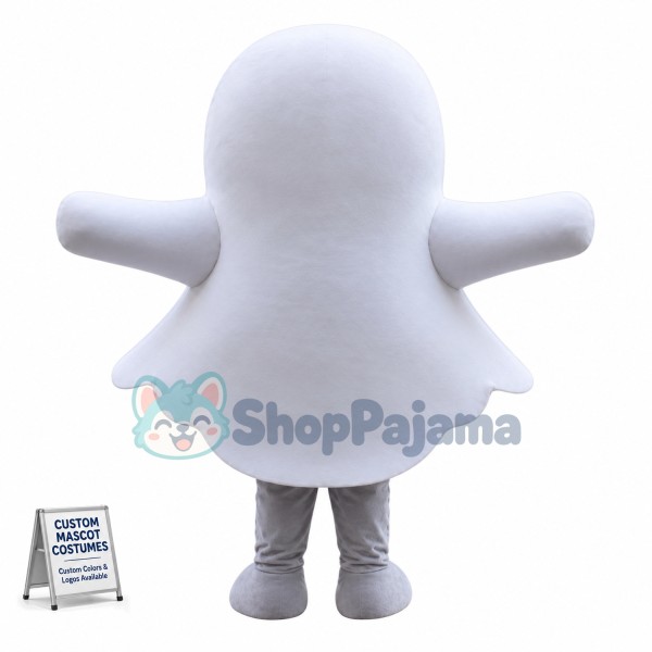 Cute White Ghost Mascot Costume