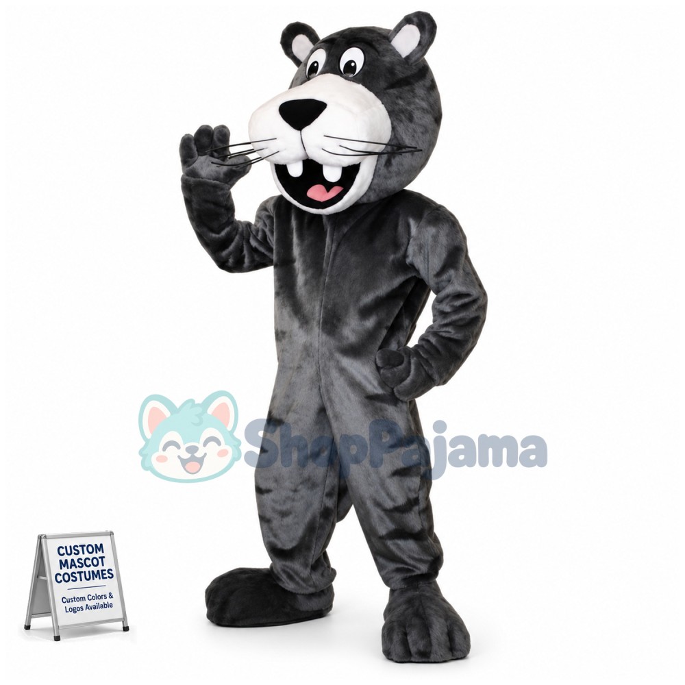 Happy Black Panther Mascot Costume