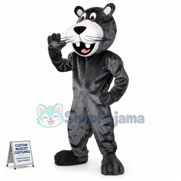 Happy Black Panther Mascot Costume