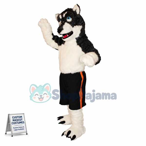 Black & White Wolf Mascot Costume